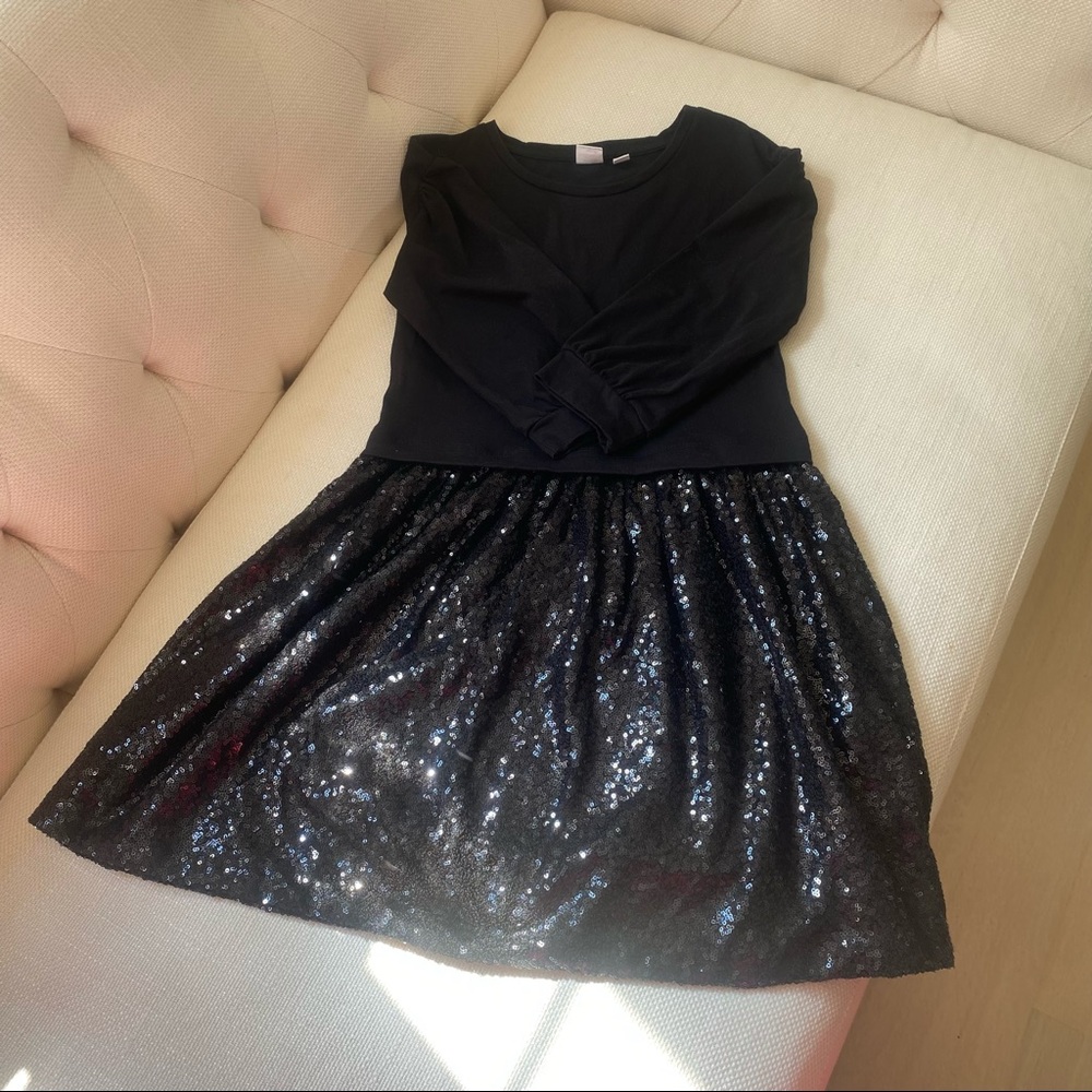 Gap Kids Black Sweatshirt Top & Sequin Skirt Dress